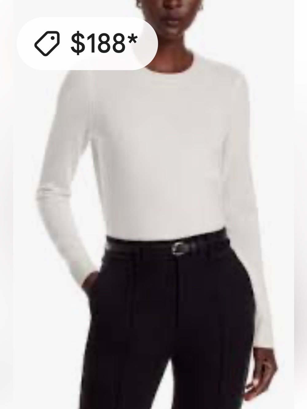 New w/tags Bloomingdale's White Long-Sleeve Crewneck cashmere sweater